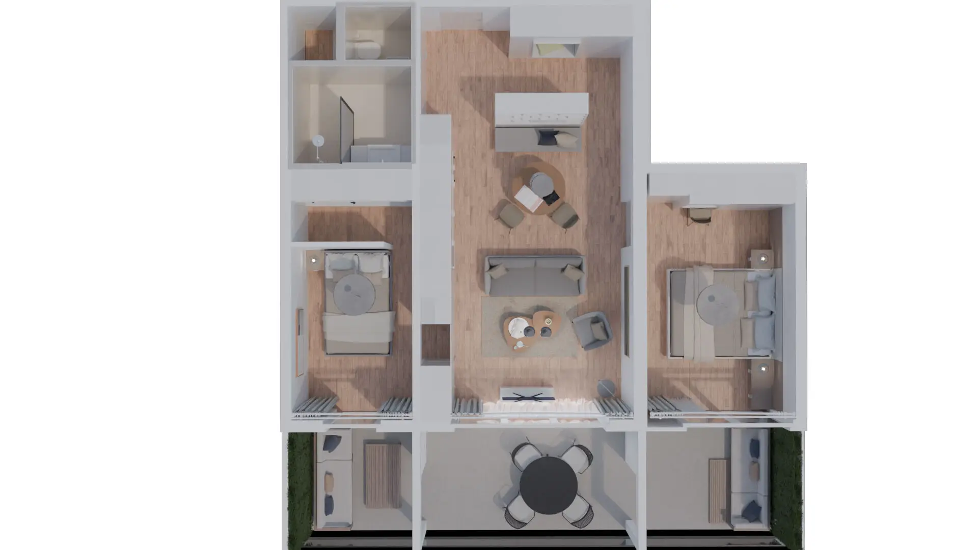 Visualisierung 3-Zimmer Variante