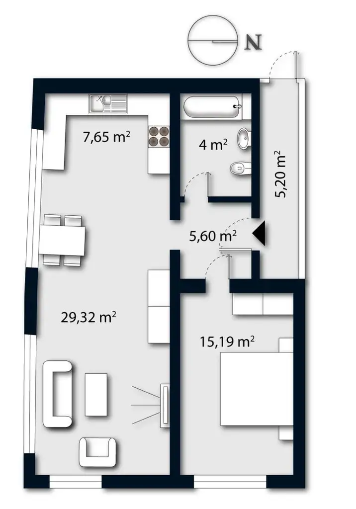 Helle 2-Zimmer-Wohnung mit durchdachtem Grundriss und Süd-West-Ausrichtung