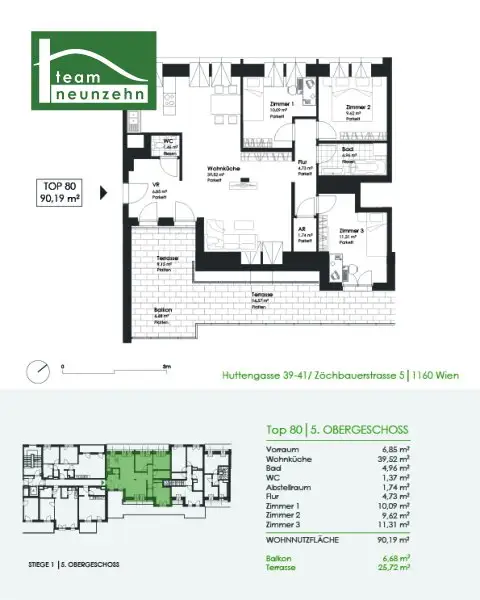 Klimatisierte Wohnung mit großer Terrasse in Ruhelage nahe U3 Kendlerstraße! Baujahr 2024!