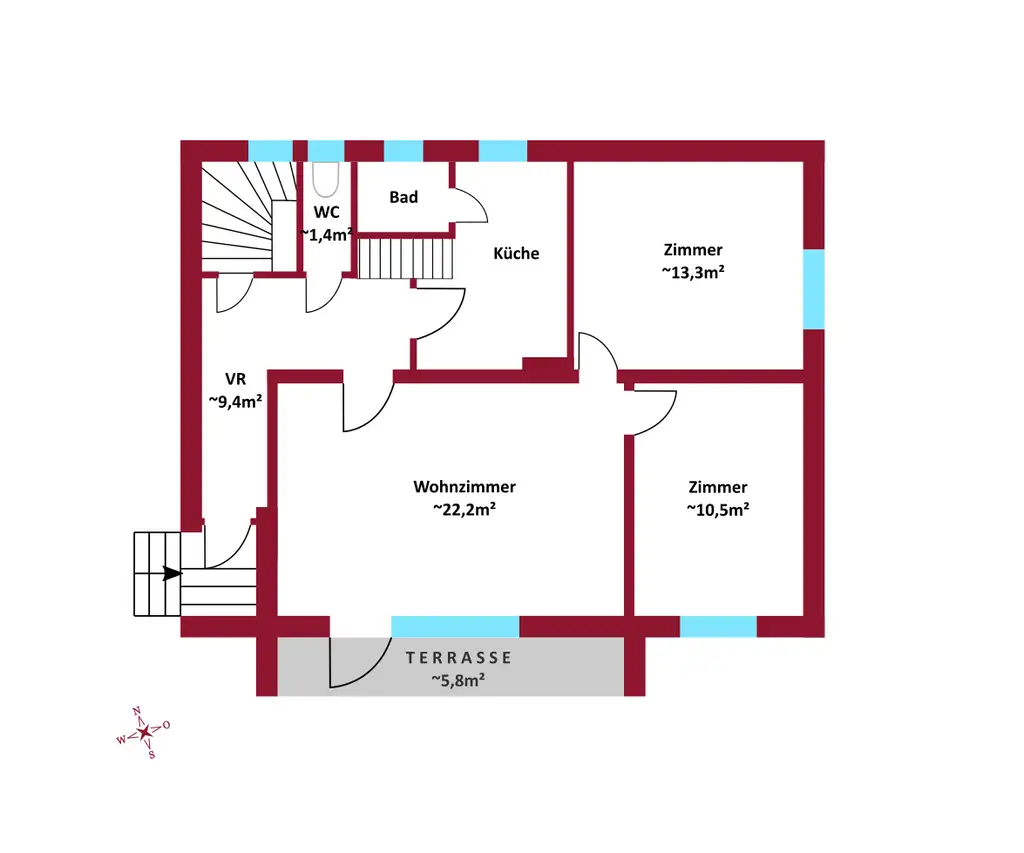 Südwest-Loggia mit Fernblick ins Grüne | Garage und Carport-Stellplatz | Absolute Ruhelage