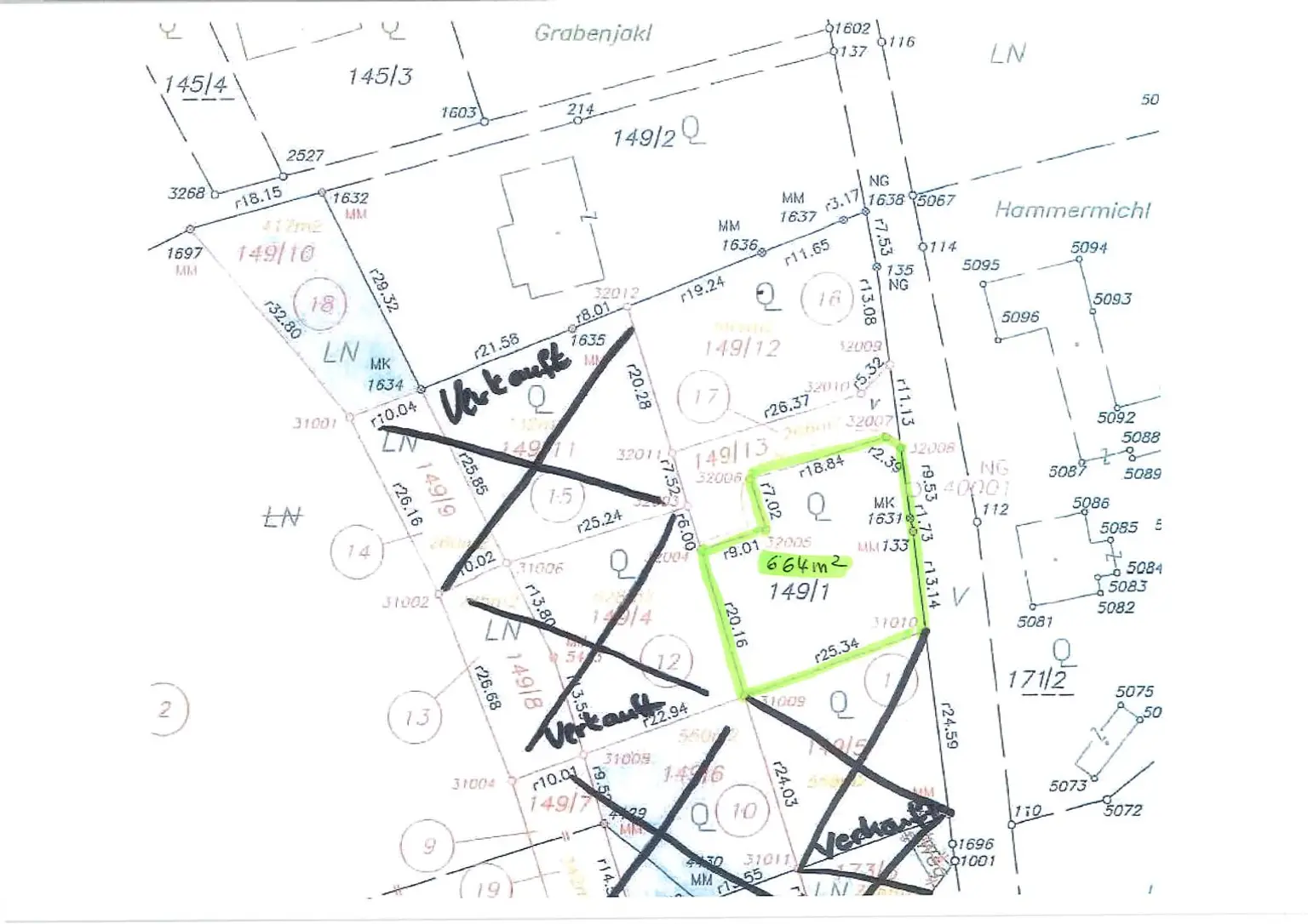 Lageplan markiert 664 m²