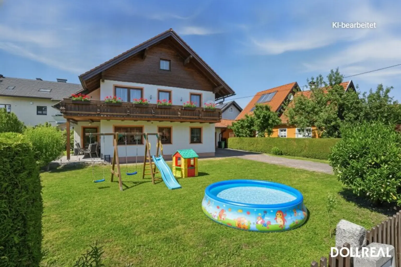 KI-Bild, Garten-Kinderparadies