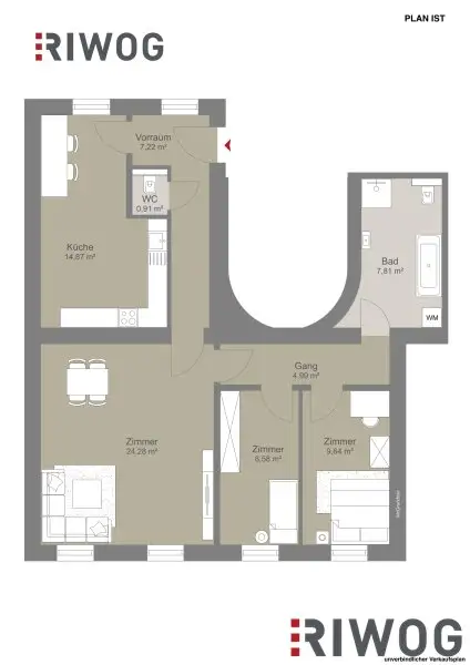 NÄHE 1. BEZIRK, DONAUKANAL UND AUGARTEN | Komplett hofseitige Altbauwohnung | Ideal auch zur WG-Nutzung | Rembrandtstraße