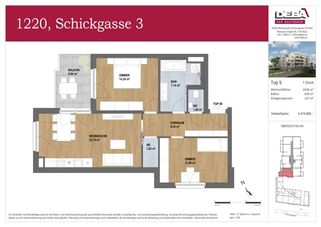Die Perle von Stadlau - Schickgasse 3 - provisionsfreie Eigentumswohnungen an der U2 Hardeggasse