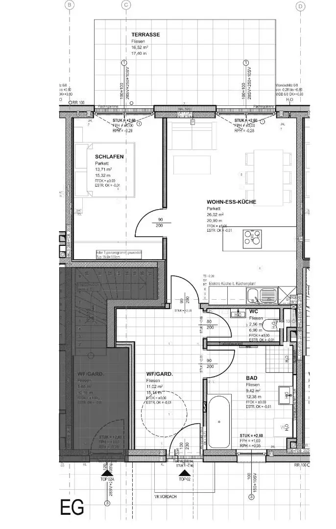 Gartenwohnung inkl. Einbauküche und Terrasse - Top H02