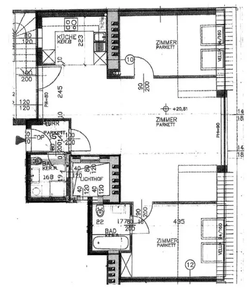 TERRASSENHIT, U1-NÄHE, 84 m2 Dachgeschoß mit 30 m2 Terrasse, 2 Zimmer, Wohnküche, 2 Bäder, Parketten, Viktorgasse