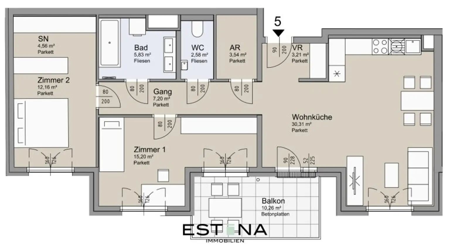 Provisionsfrei - Familienwohnung mit perfektem Grundriss und Balkon - Freie Mitte