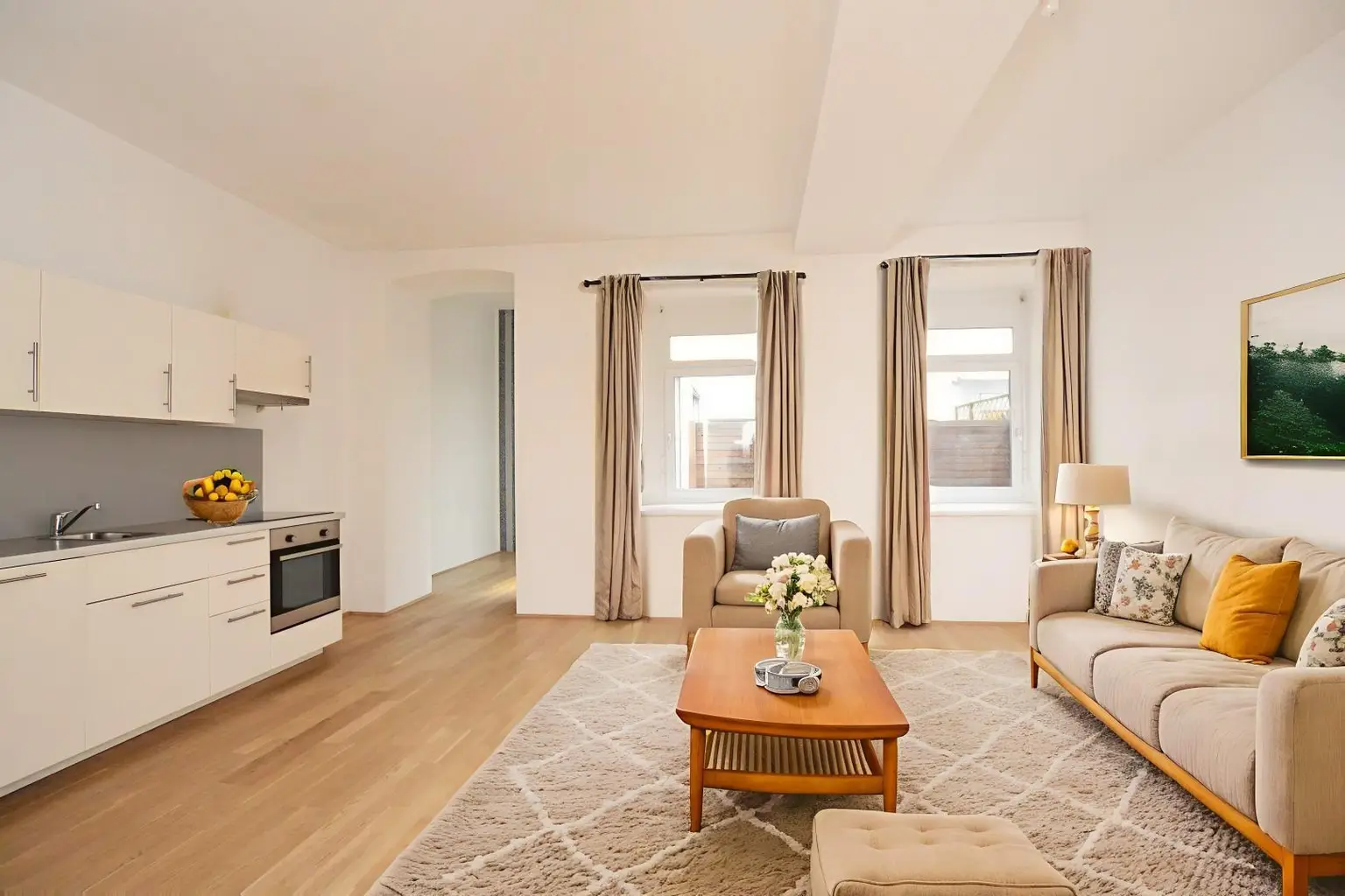 Wohnküche (virtuell eingerichtet)