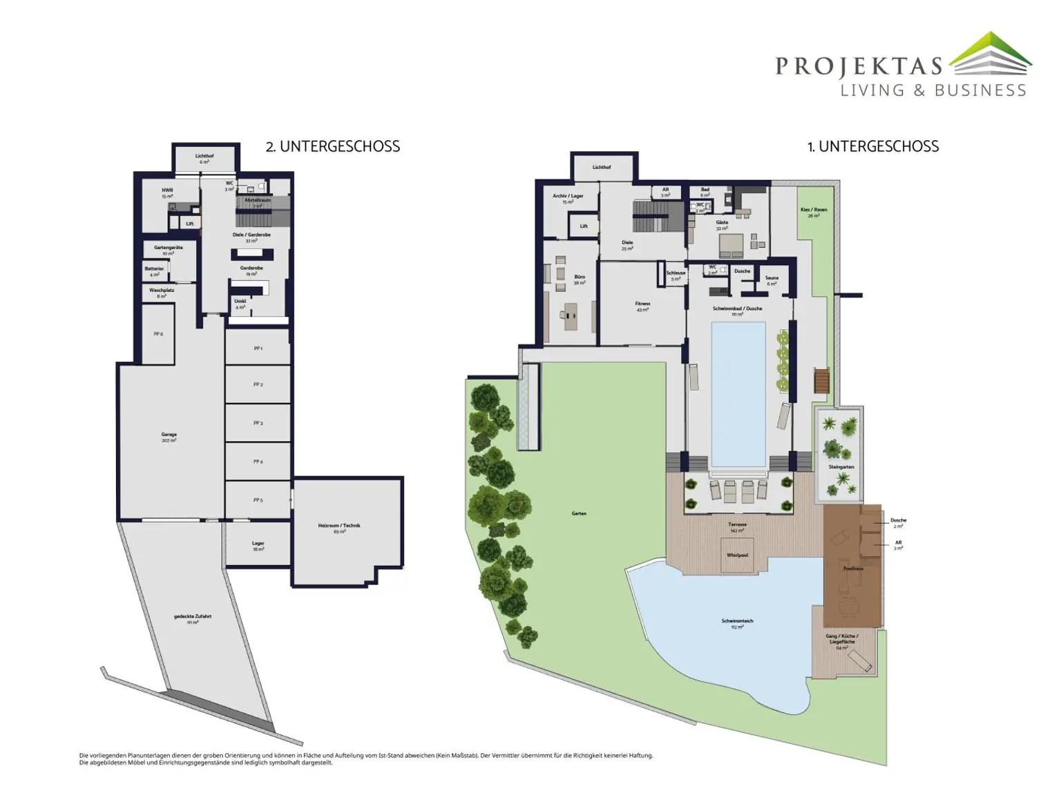 Planskizze 2. UG & 1. UG