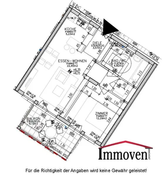 Gut geschnittene 2-Zimmerwohnung mit großem Balkon