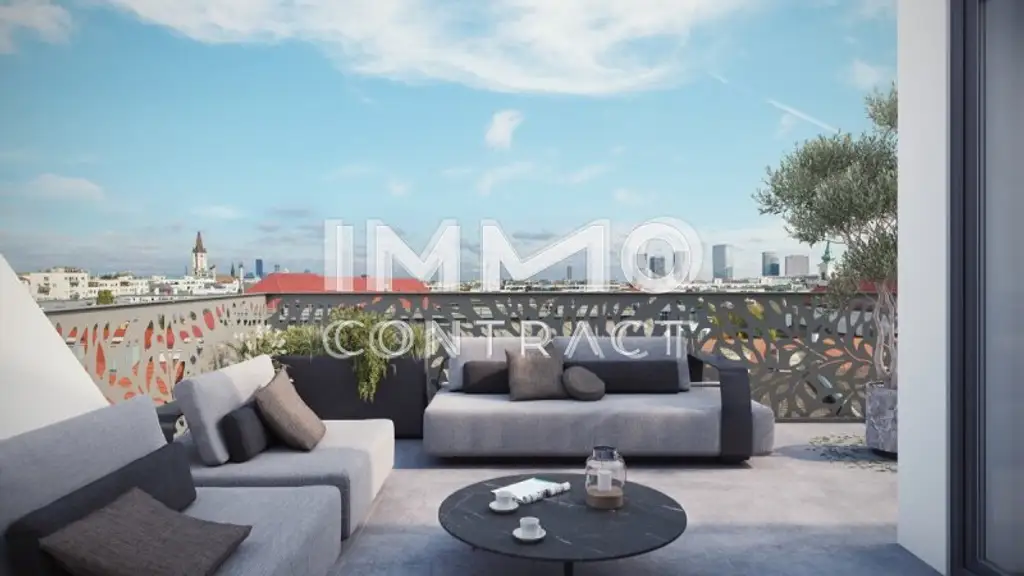 Außergewöhnliche Architektur im Neubau mit hohen Decken! 2 Terrassen auf Wohnebene! Provisionsfrei