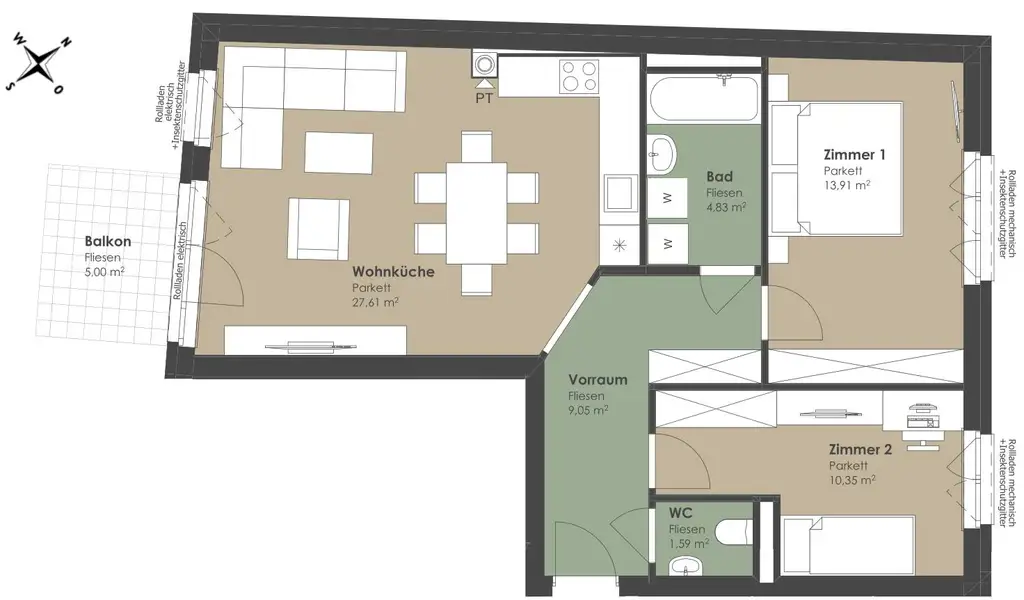3 Zimmer Neubauwohnung (Baujahr 2022)  inkl. Autoabstellplatz und Balkon in Kritzendorf (Barrierefrei)