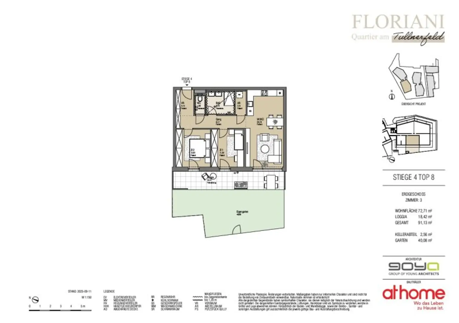 FLORIANI – Quartier am Tullnerfeld - Perfekter Schnitt trifft schönen Eigengarten - 3 Zimmer mit hochwertiger Ausstattung - Bahnhof in der Nähe