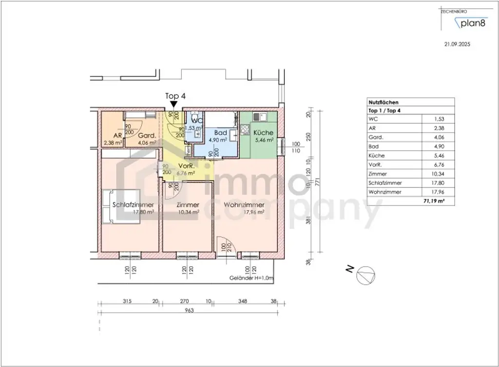 Seniorenwohnungen mit +PLUS+ in wunderbarer Grünruhelage / Top 4 - 2.OG  - 71 m² - 3 Zimmer – Balkon - Garage / Bezug 2026