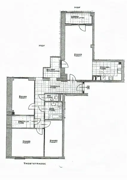 DACHGESCHOSS, gepflegte 103 m2 Neubau mit Loggia und Balkon, Wohnküche, 3 Zimmer, Wannenbad, Parketten, Holbeingasse