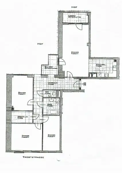 DACHGESCHOSS, gepflegte 103 m2 Neubau mit Loggia und Balkon, Wohnküche, 3 Zimmer, Wannenbad, Parketten, Holbeingasse