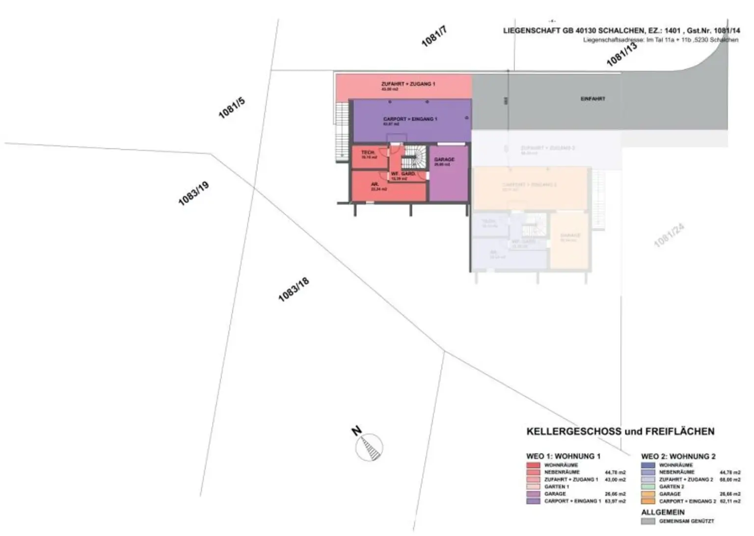 Detailplan Kellergeschoss und Freiflächen