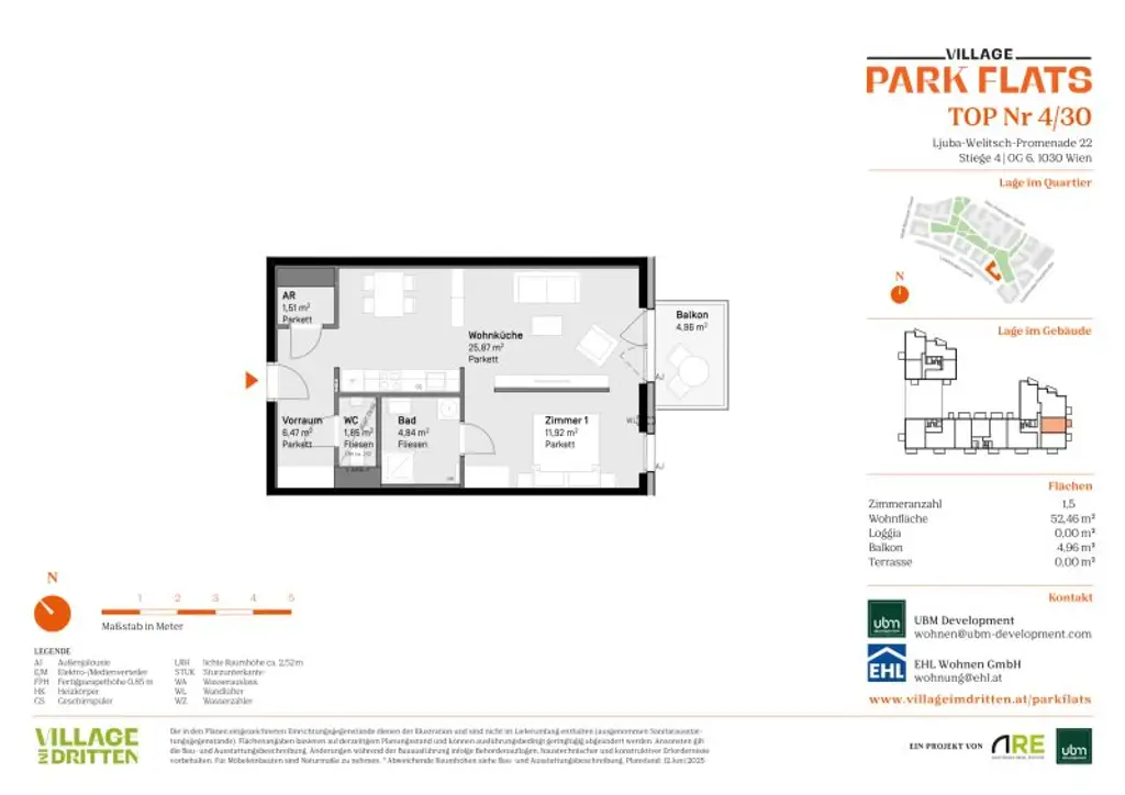 „Village im Dritten – PARK FLATS“- provisionsfreies Eigentums-Mikroapartment (Erstbezug!) mit Balkon