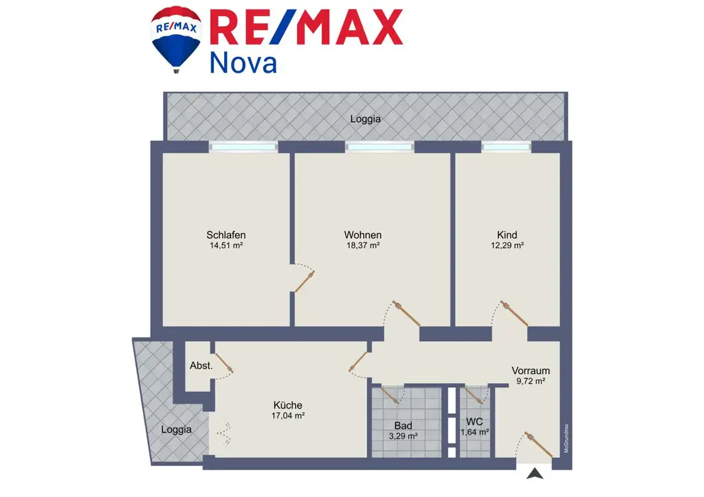 Charmante 3 Zimmer EG Wohnung mit 2 Loggien und Garage