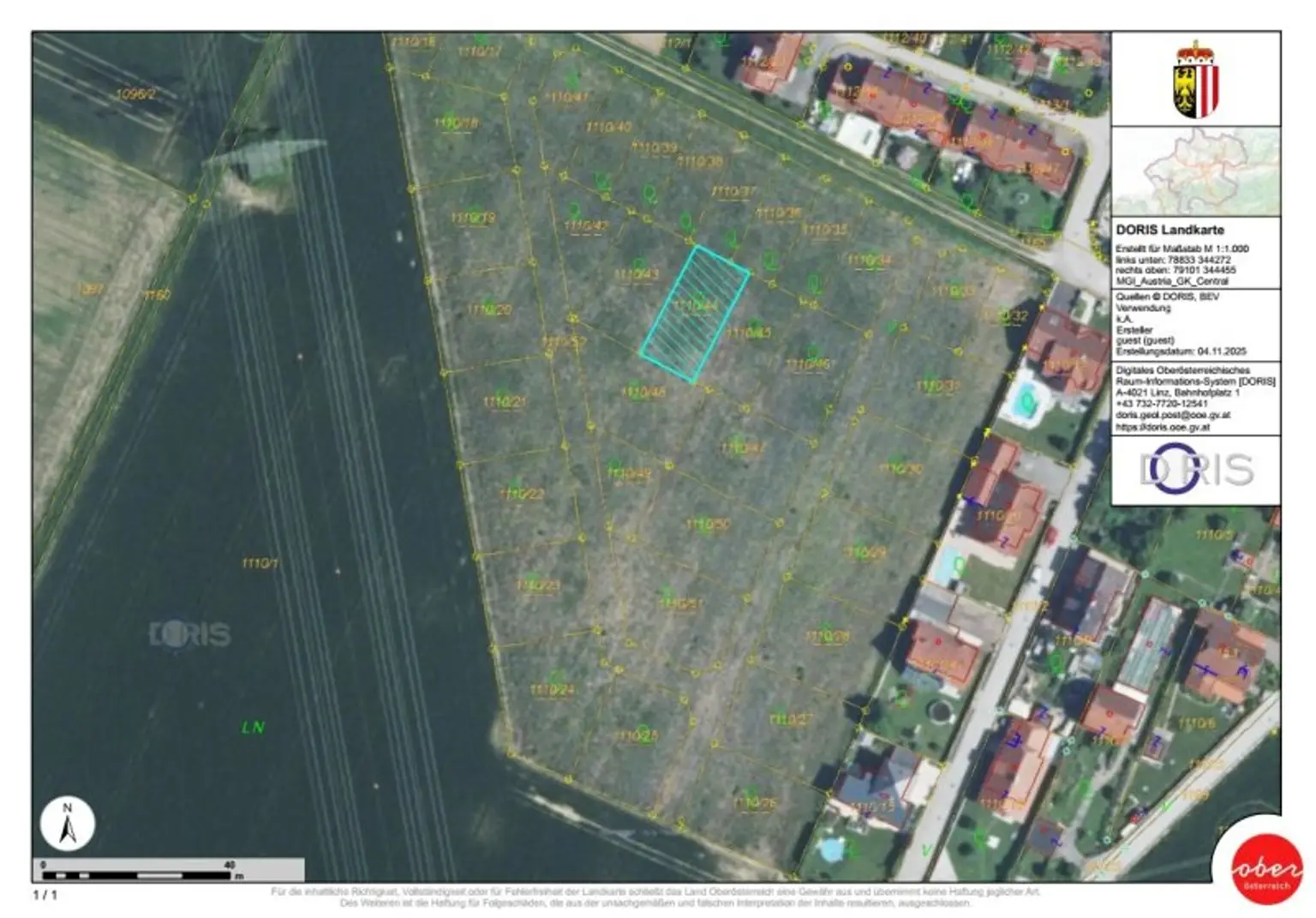 Ideales Baugrundstück Nr. 1110/44 für Doppelhausbebauung - Asten/Raffelstetten