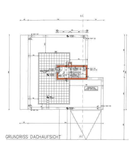 Dachaufsicht mit Terrasse