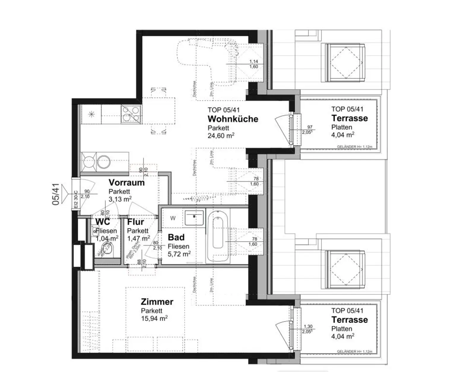 Oberstes Stockwerk! Klimatisierte DG-Wohnung mit 10m² Terrassenfläche!!!