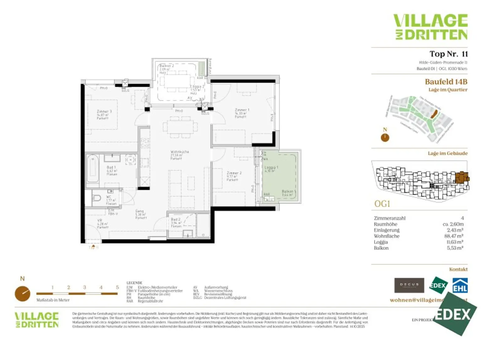 VILLAGE IM DRITTEN | 3-ZIMMER | 3 FREIFLÄCHEN