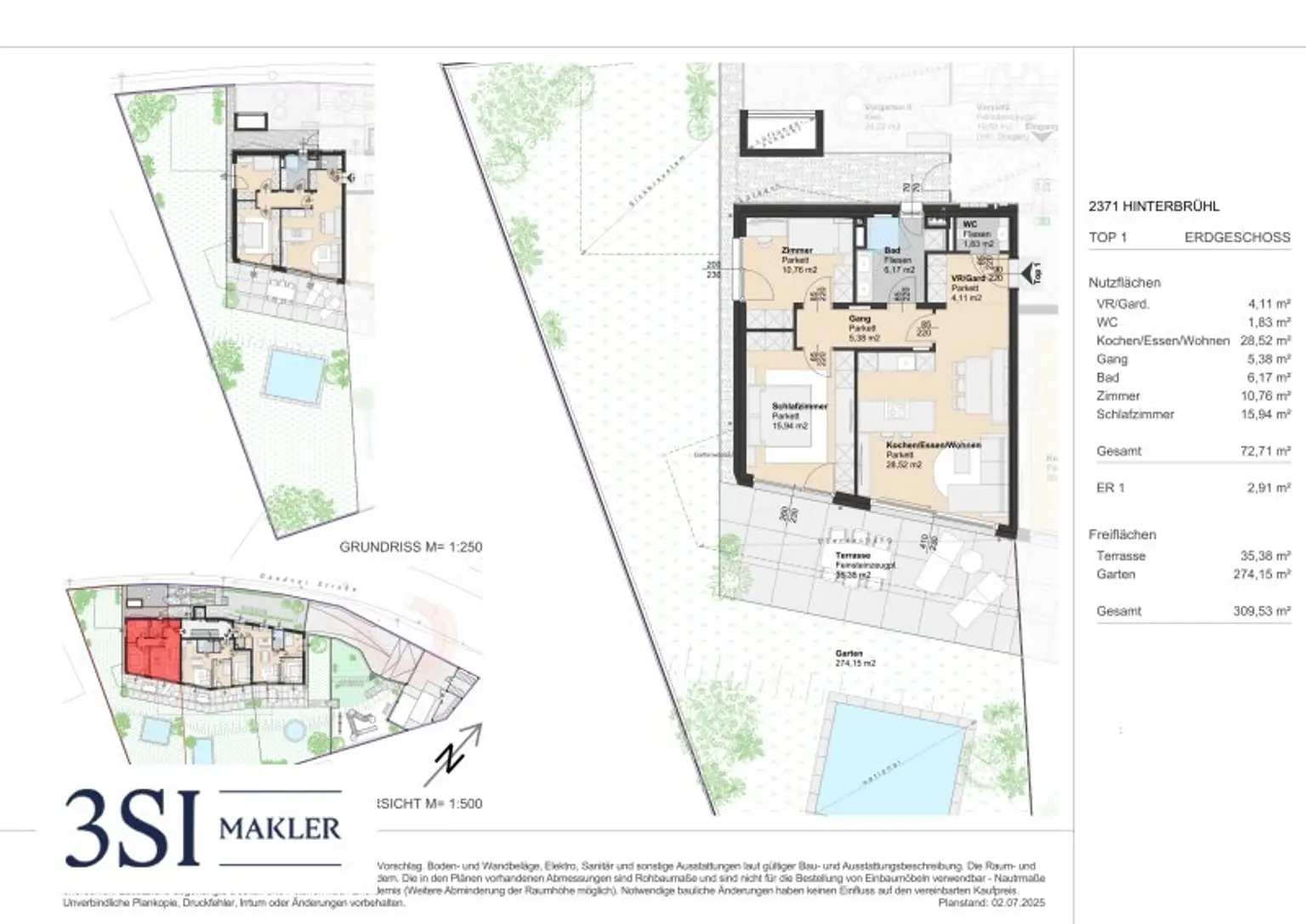 Hochwertig wohnen & entspannen im Grünen – exklusive Gartenwohnung mit 274 m² Garten