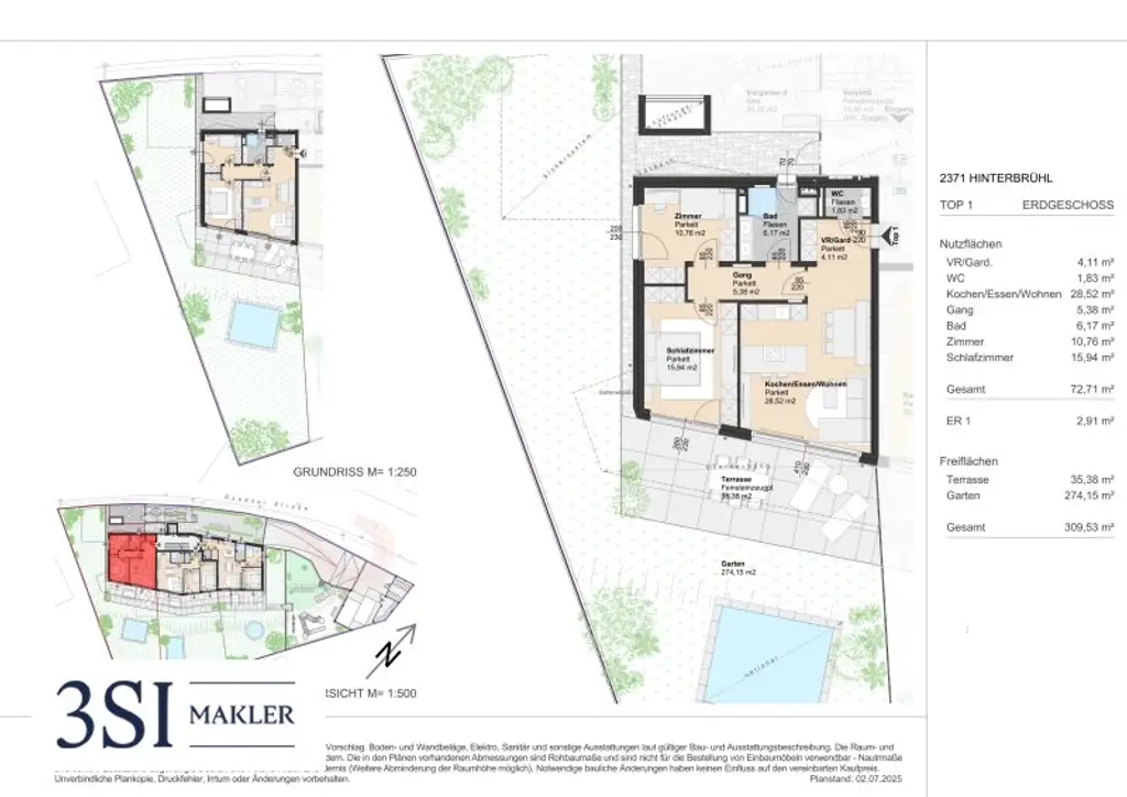 Hochwertig wohnen & entspannen im Grünen – exklusive Gartenwohnung mit 274 m² Garten
