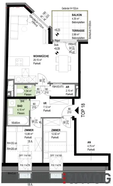 DG-ERSTBEZUG | 3-Zimmer mit hofseitiger Terrasse | Ost/West | Fernwärme | Fassadenbegrünung | TG-Stellplatz optional | Nachhaltiges Wohnbauprojekt