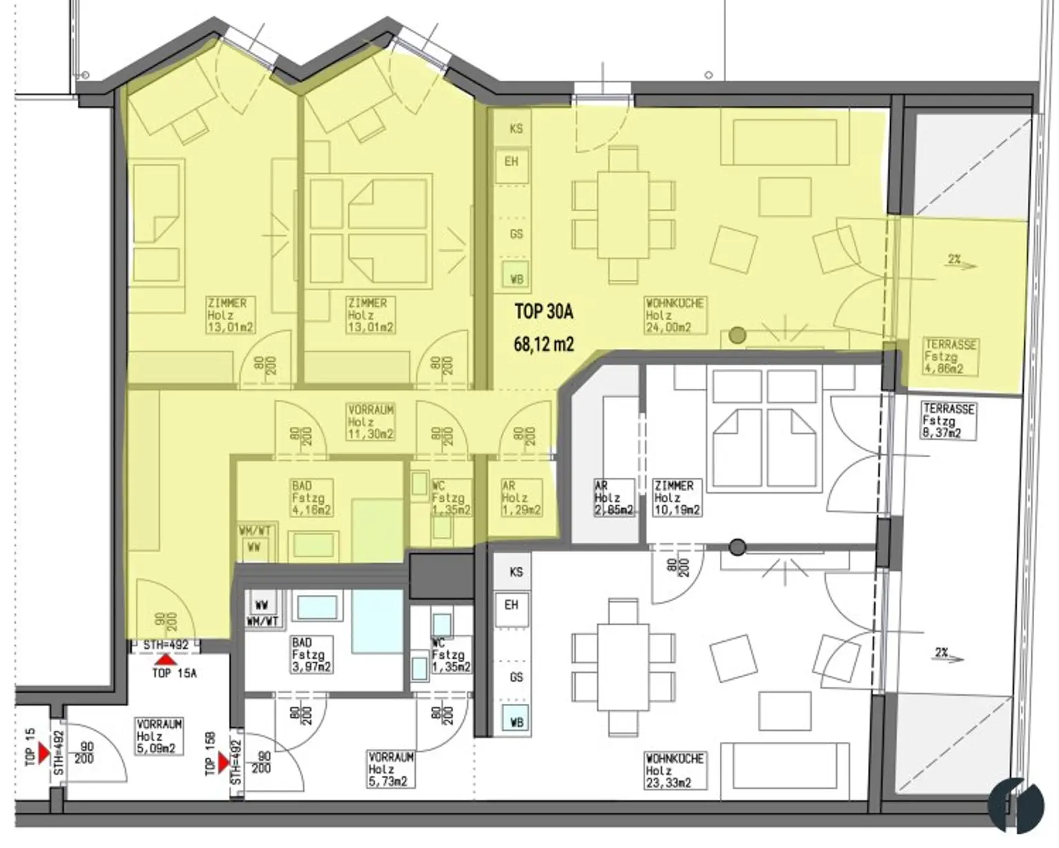 Wohnungsplan Top 30 A