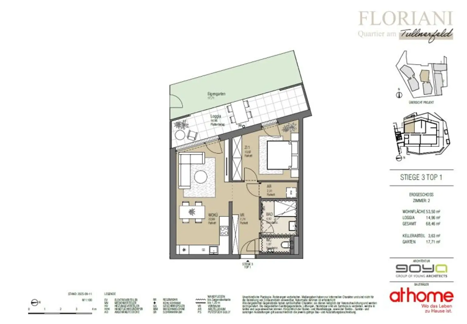 FLORIANI – Quartier am Tullnerfeld - Tolle 2 Zimmer Gartenwohnung mit West Ausrichtung - Bahnhof Tullnerfeld in der Nähe
