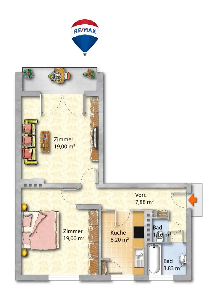 Leibnitzer 2 Zimmer Wohnung im 3 Stock mit Loggia
