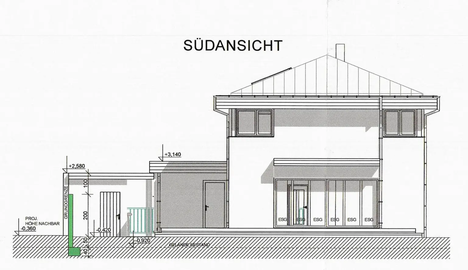 Plan Südansicht