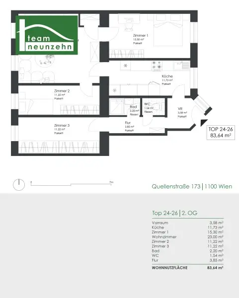 Helle 3-Zimmer-Wohnung mit ca. 84 m² in 1100 Wien – getrennte Küche & gute Raumaufteilung - ab sofort beziehbar!