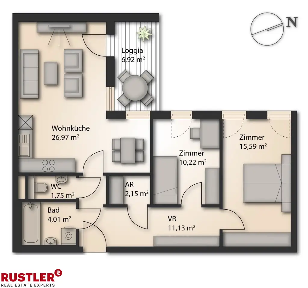Eigennutzer oder Anleger? Perfekte 3 Zimmerwohnung mit Loggia