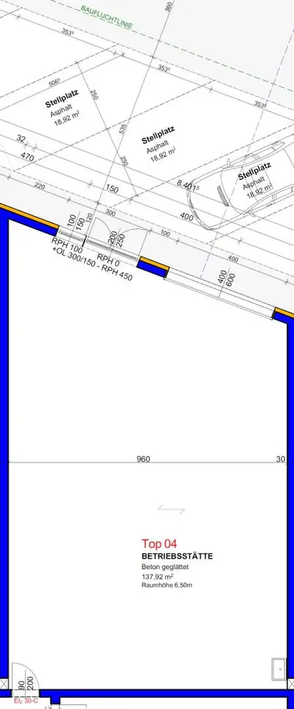 RESERVIERT! Gewerbe-/ Büro-/ Ordinations-/ Lagerflächen von 96 - 307 m² Fläche im Gewerbepark Ansfelden zu vermieten, Nähe A1 (Audorf Süd) (Top 04)