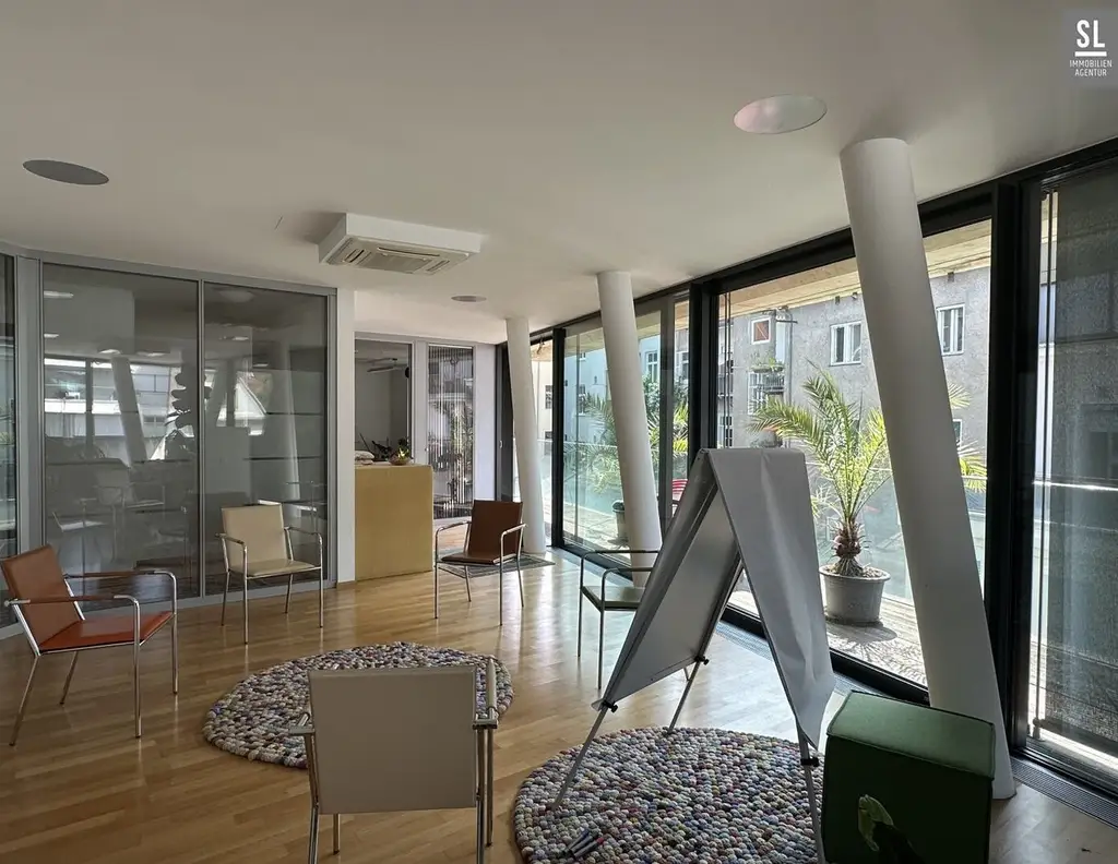 128m² ruhige - lässige Praxis- oder Büro-Einheit mit 33m² großem Süd-Westbalkon Nähe Kunsthaus, 2 TG Plätze optional