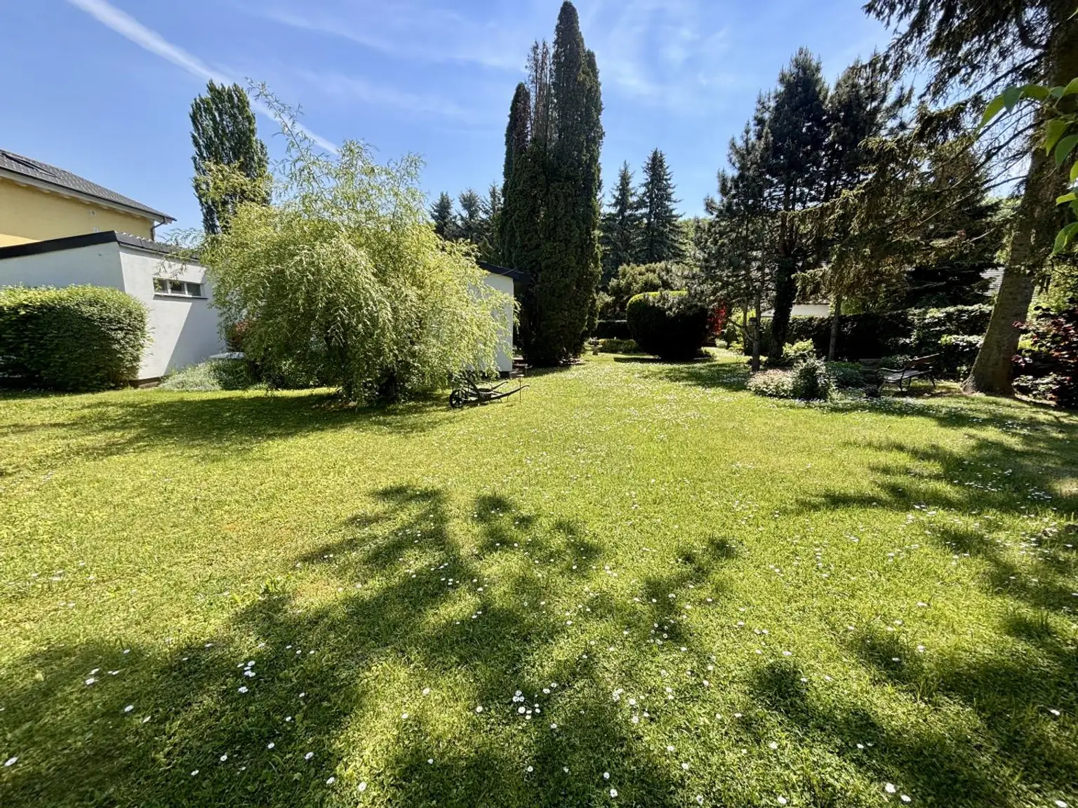 Blick von hinterem Gartenbereich Richtung Haus