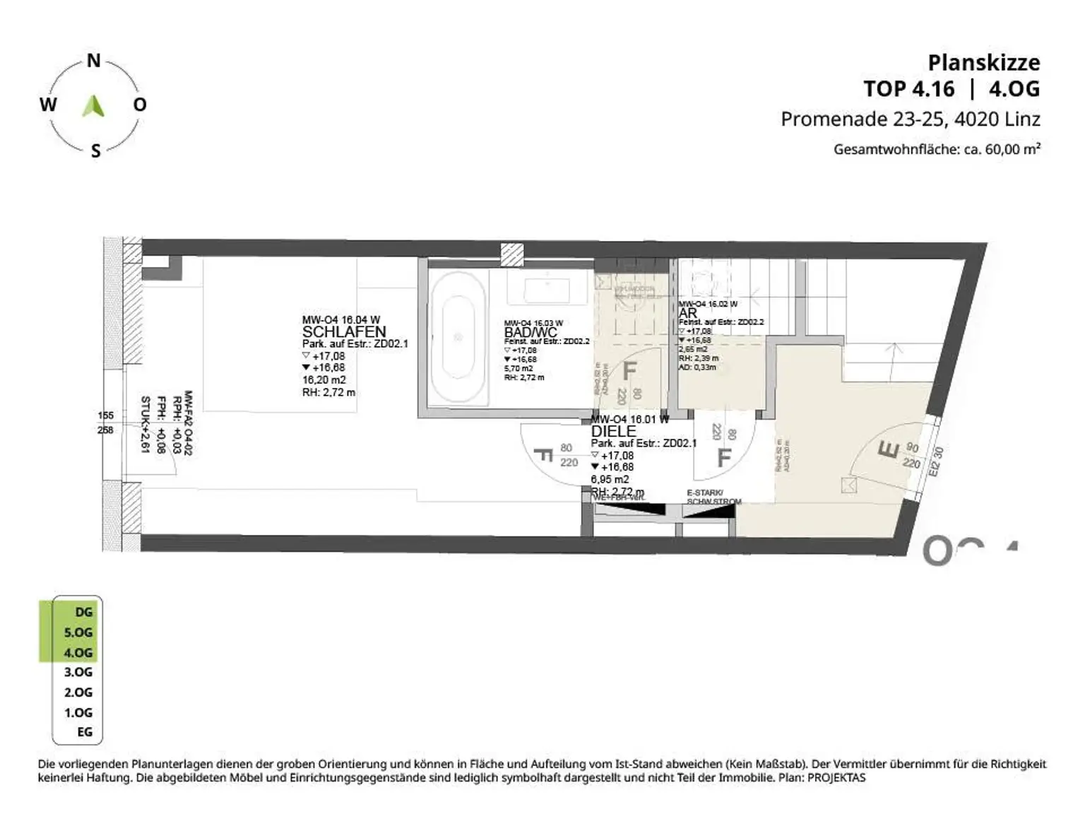 Planskizze Top 4.16 - 4.OG