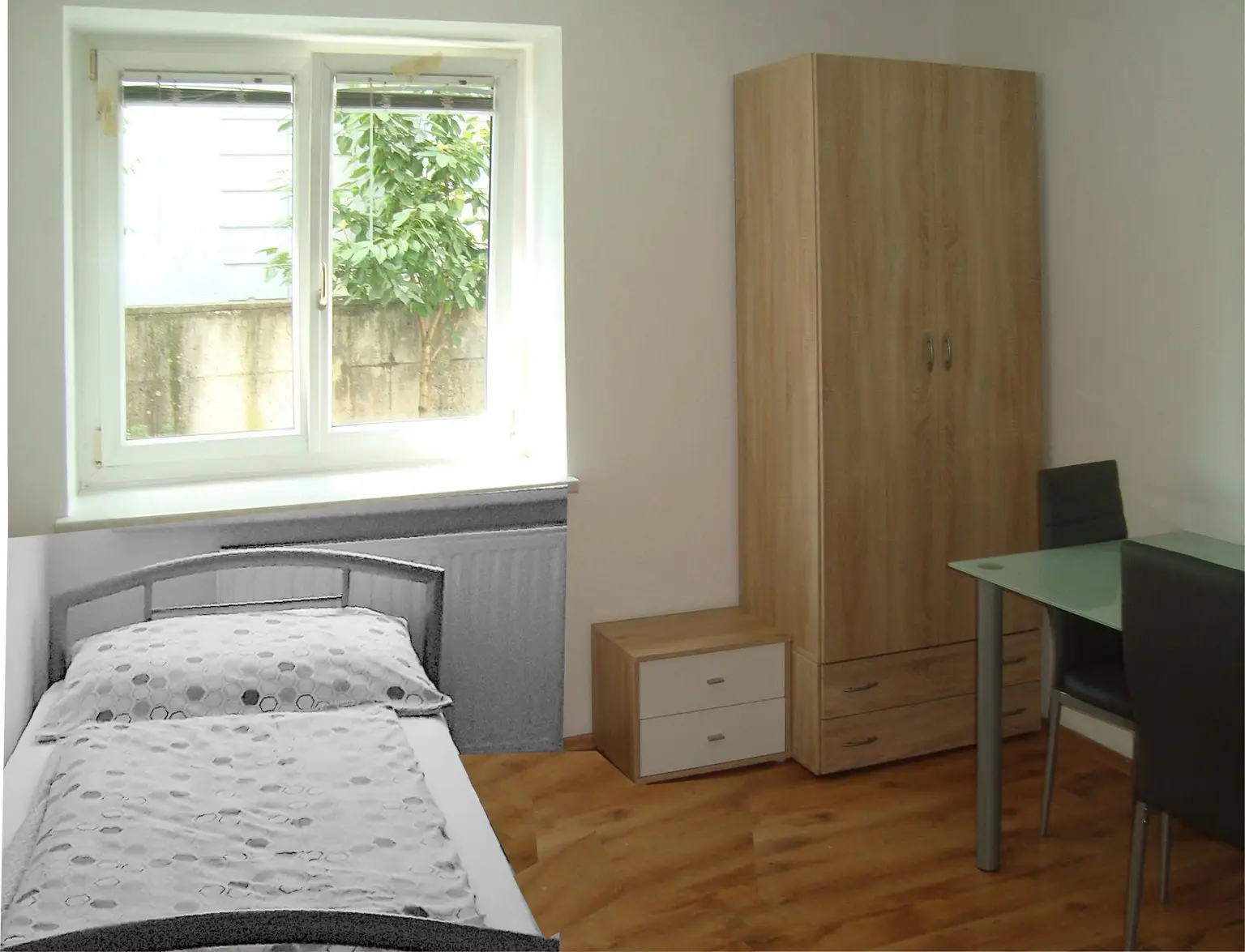 Ein Einzelzimmer, Monteurzimmer oder Arbeiterzimmer mit PKW– Stellplatz