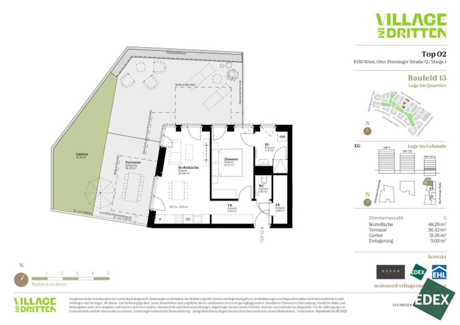 Westseitige 2-Zimmer-Gartenwohnung mit Terrasse | URBAN DAHEIM | BAUFELD 13