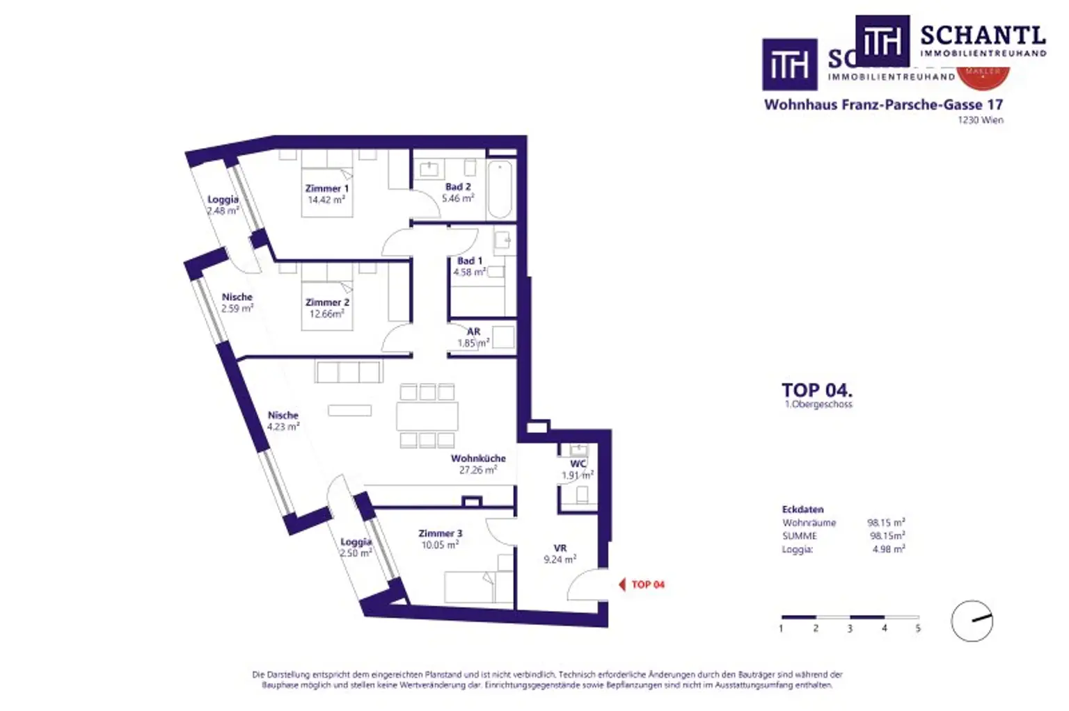 Stilvolle 4-Zimmer-Wohnung mit zwei Loggien – durchdachter Grundriss & modernes Wohngefühl