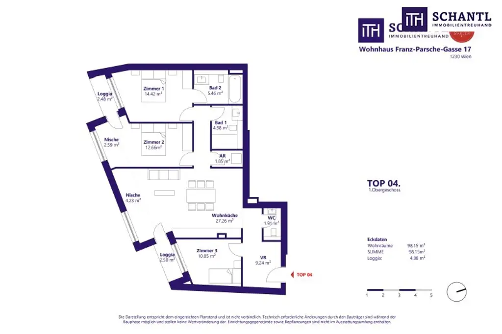 Stilvolle 4-Zimmer-Wohnung mit zwei Loggien – durchdachter Grundriss & modernes Wohngefühl