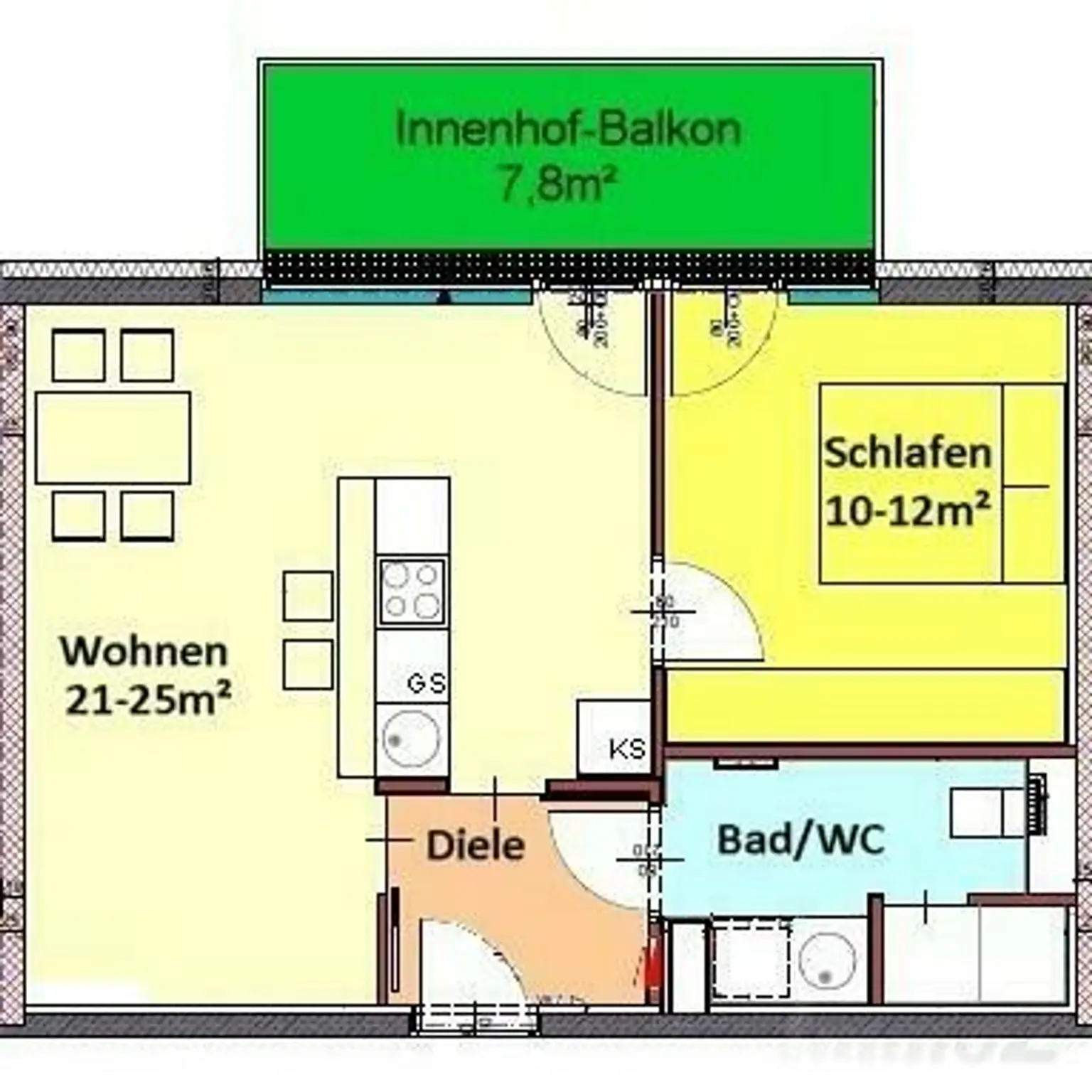 Prov-FREI: Modernes Wohnstudio mit Innenhof-Kleinterrasse in Bestlage bei TU