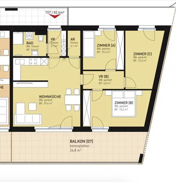 Neuwertige 4-Zimmer-DG-Wohnung in Lannach mit großem Balkon und Blick ins Grüne