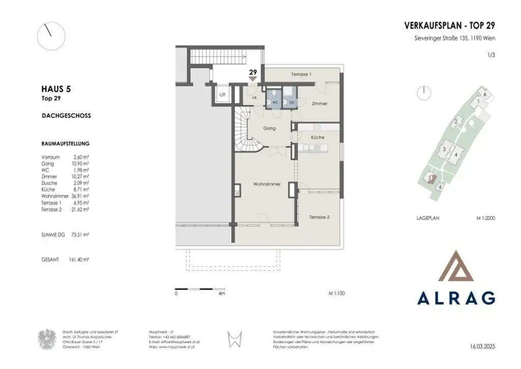 Luxus-Maisonette-Wohnung | 5,5 Zimmer & 160 m² zzgl. 3 Terrassen | Lebensqualität pur in Sievering