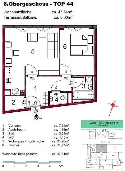 Neubauwohnung mit 2 Zimmern auf der Favoritenstraße