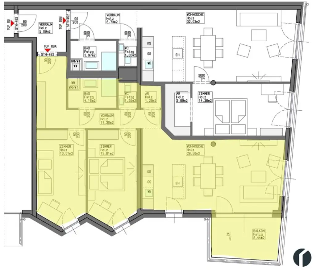 Wohnungsplan Top 13 A2
