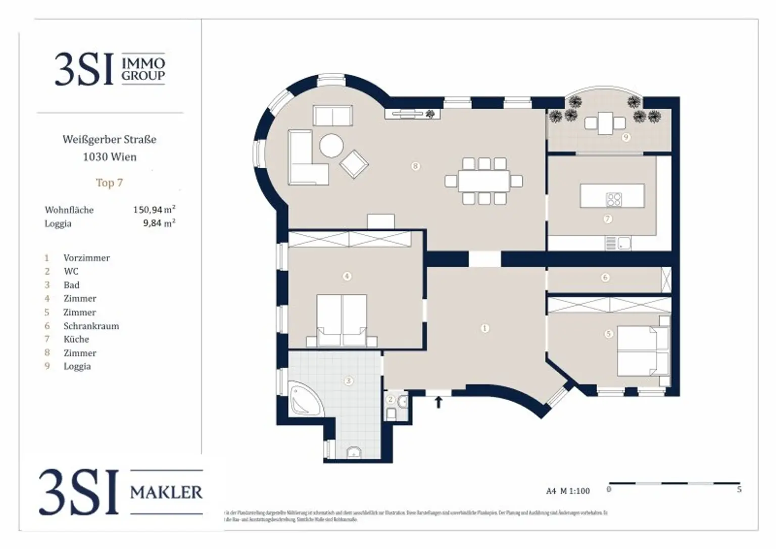 Elegante 3-Zimmer-Wohnung mit sonniger Loggia in grüner Lage im Herzen Wiens